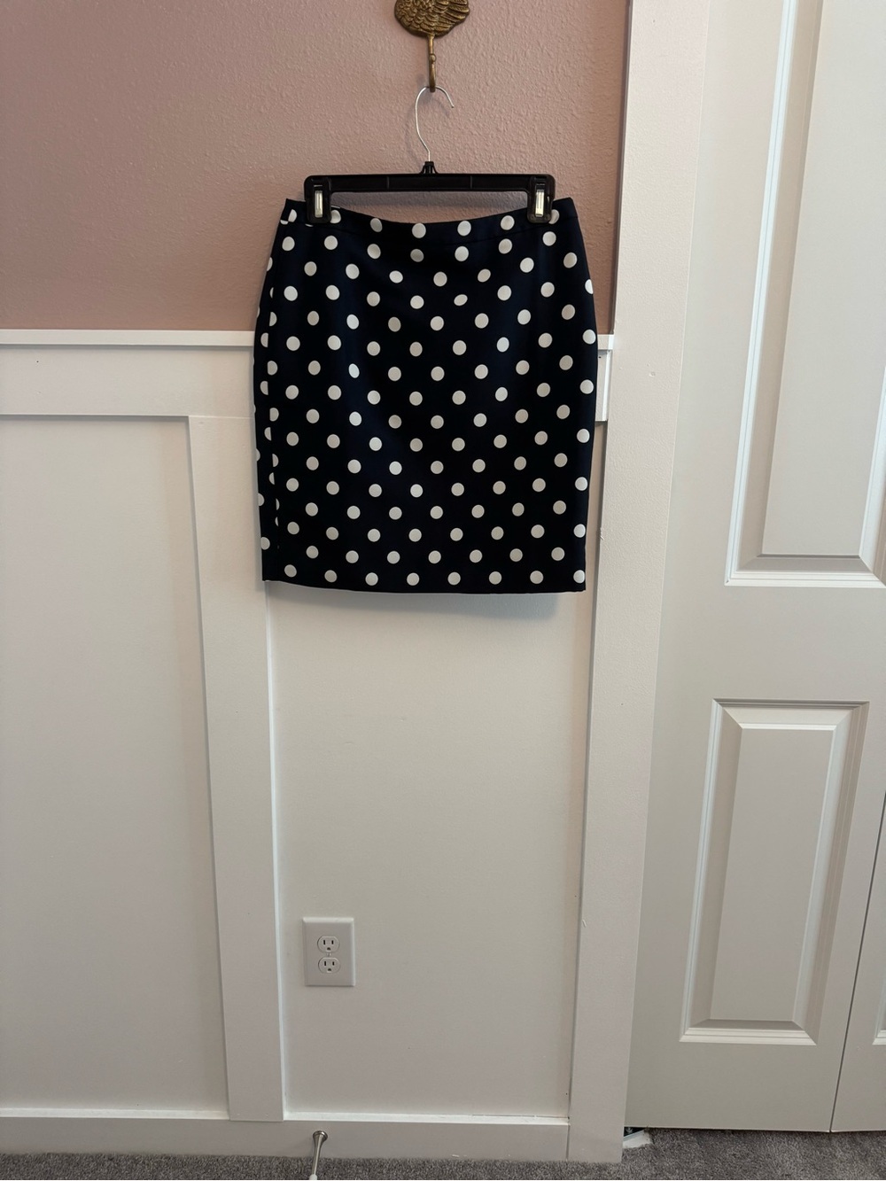 LOFT Black White Polka Dot Tailored Pencil Skirt Office Workwear
